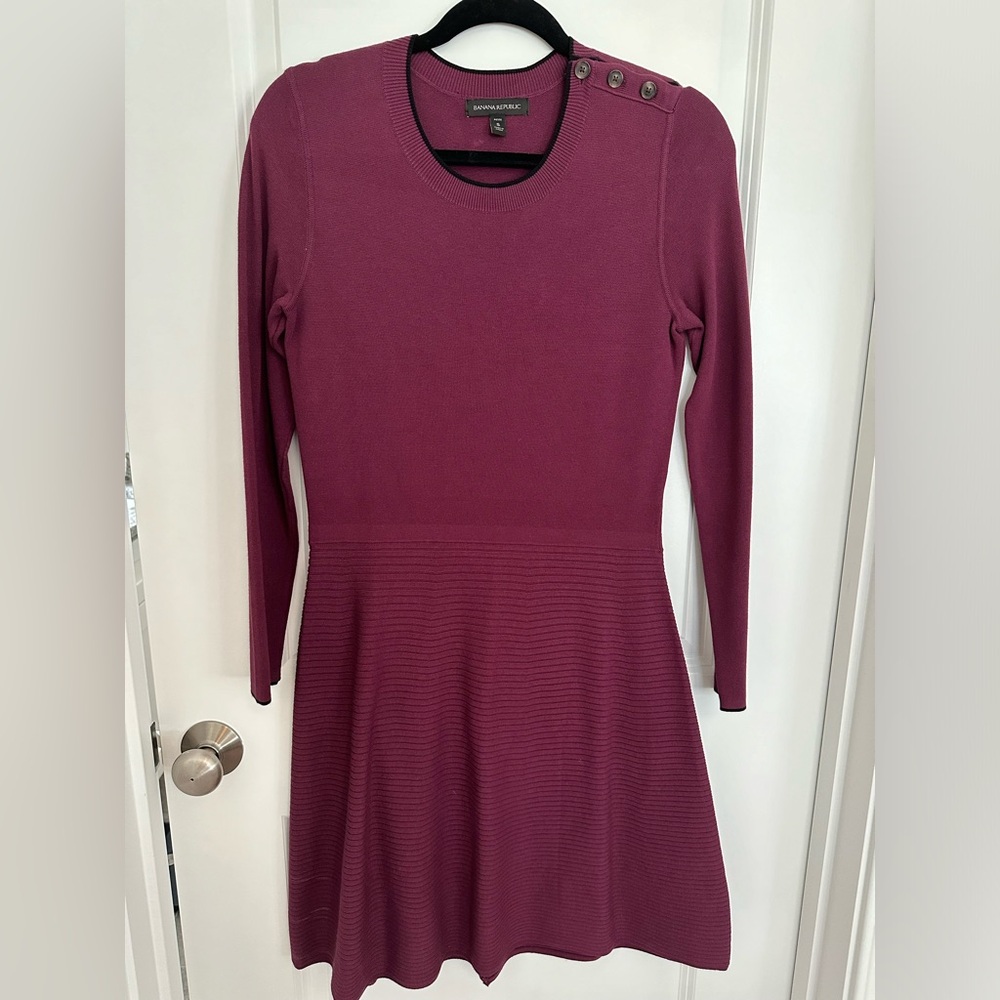 Maroon Banana Republic Long Sleeve Sweater Dress